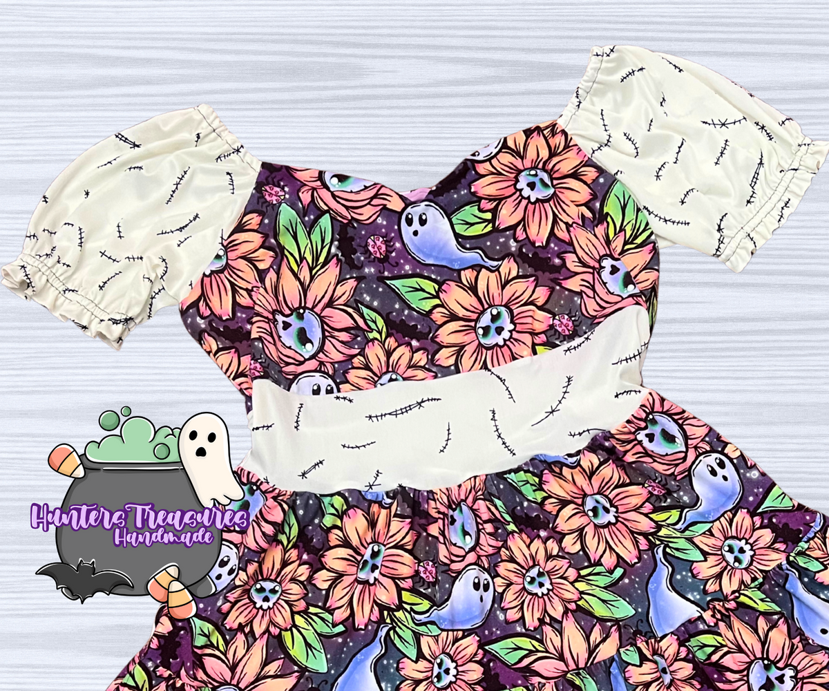 XL Persephone Dress in Haunted Sunflowers