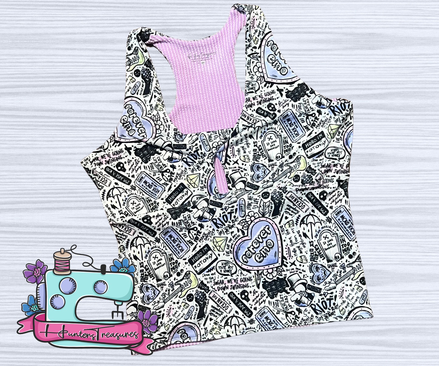 Womens XXL Tessa Tank in Emo Doodles