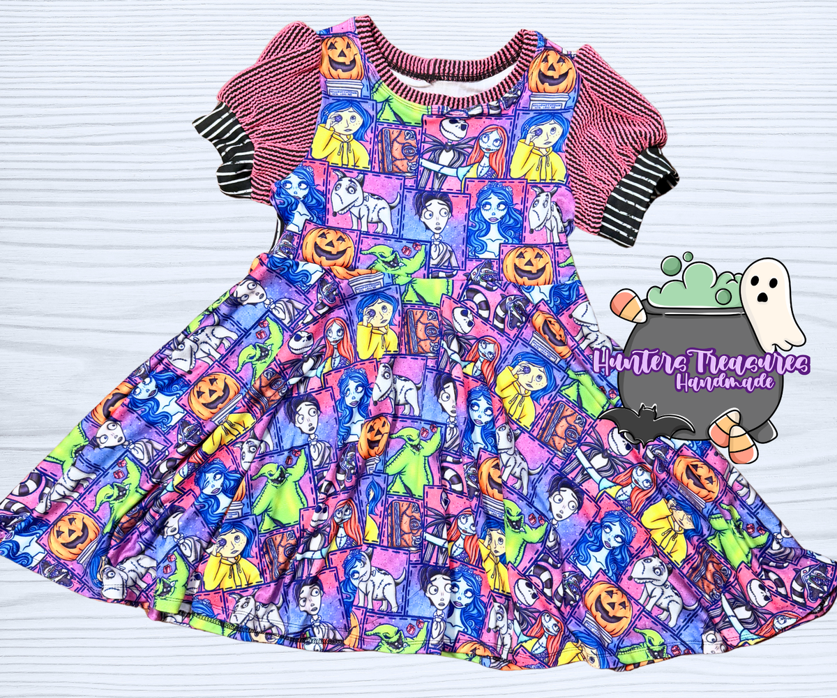 Girls 10 Princess Puff Sleeve Dress in Burton Patches