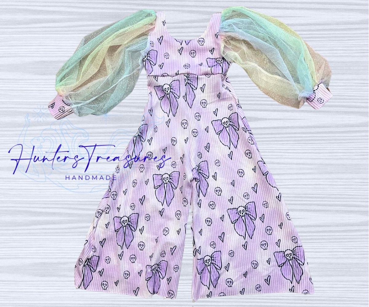 2T Petal Romper in Lavender Skelly Bows