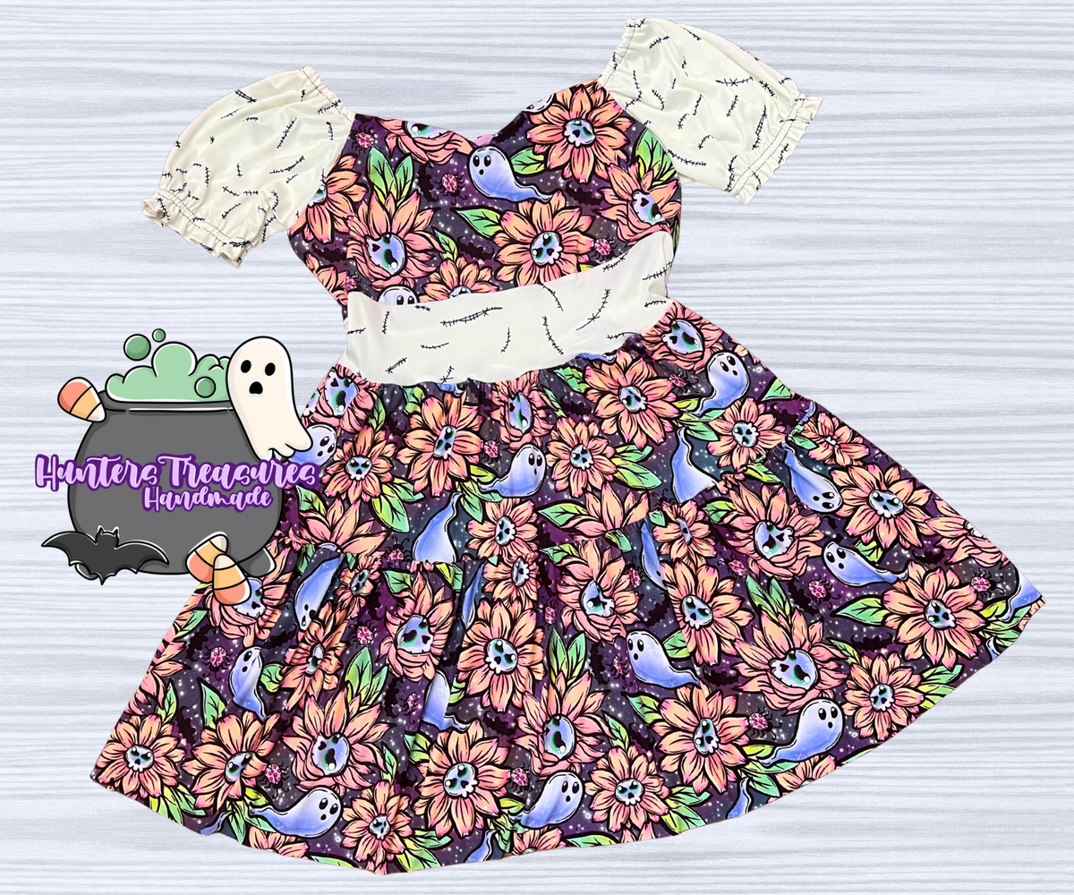 XL Persephone Dress in Haunted Sunflowers