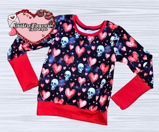 6Y-9Y Grow With Me Pullover in Skelly Hearts