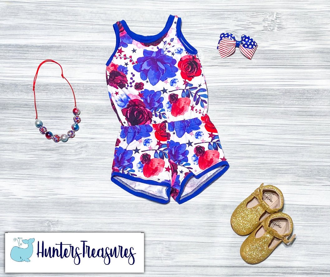 Patriotic Roller Girl Romper